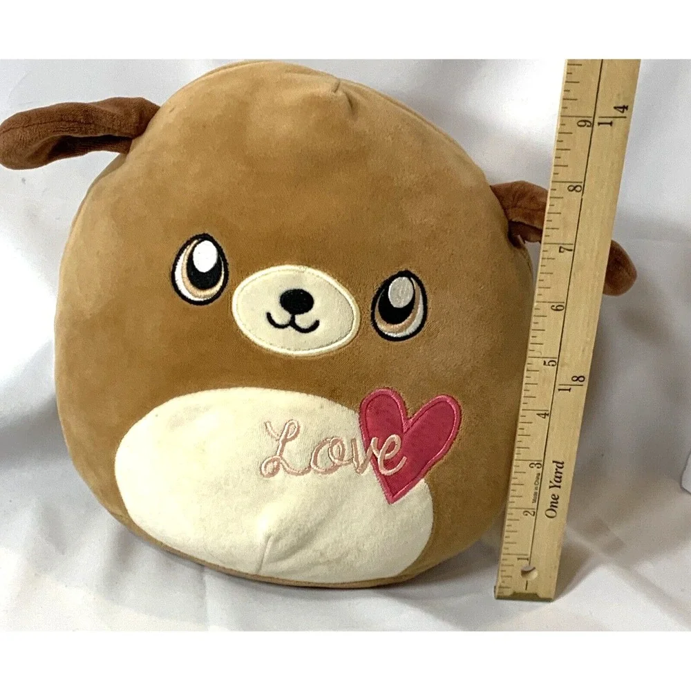 Squishmallow Duffy Love Puppy Dog 9 inch Brown Kellytoy Valentine Heart‎ 2017